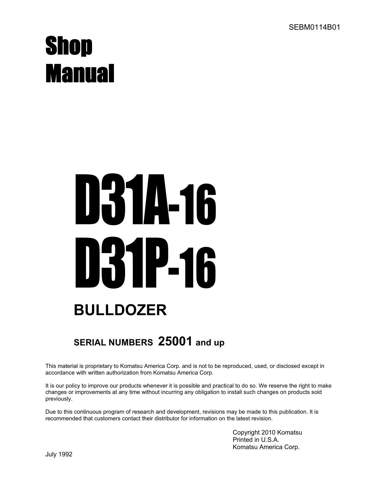 D31A-16 D31P-16  Shop Manual